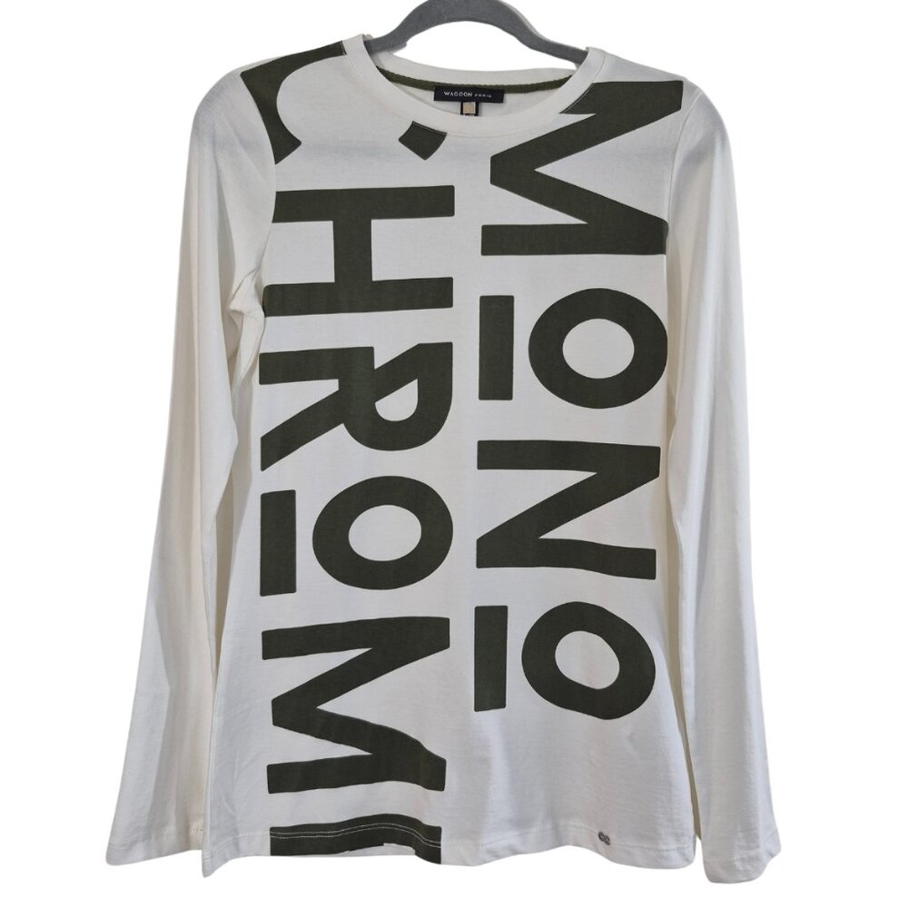 WAGGON PARIS High quality  t-shirt Long Sleeve Beige/ Green  S / 36